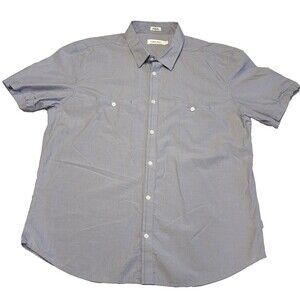 Calvin Button Up Short Sleeve shirt Klein Jeans Mens Shirt XL Plaid Cotton